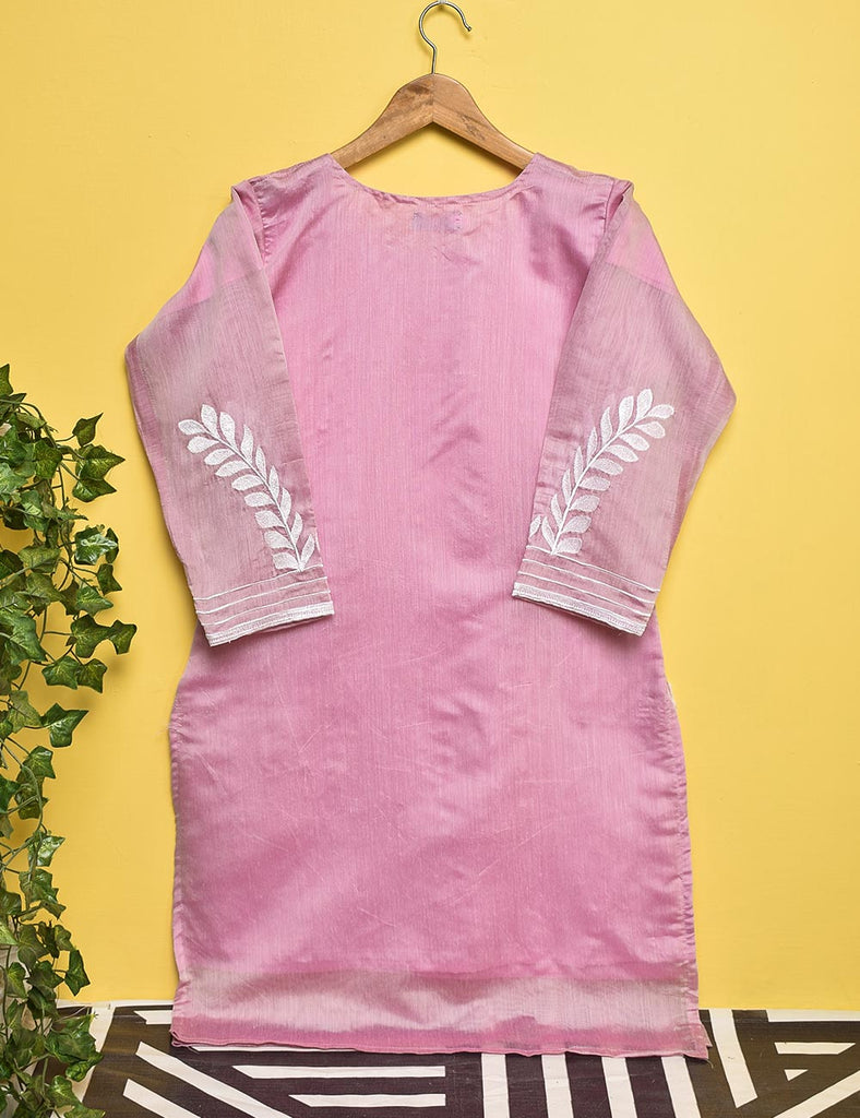 Paper Cotton Embroidered Stitched Kurti - Renewed Carnation (TS-007B-Pink)