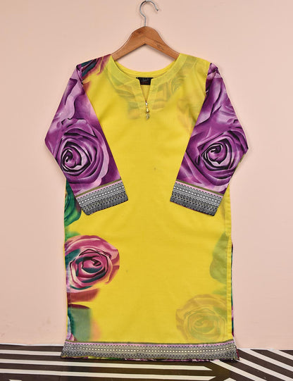 Lawn Digital Printed Stitched Kurti - Roseate Love (T20-051C-MultiYellow)