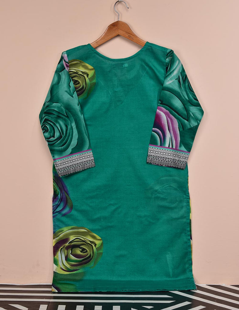 Lawn Digital Printed Stitched Kurti - Roseate Love (T20-051D-MultiSeaGreen)