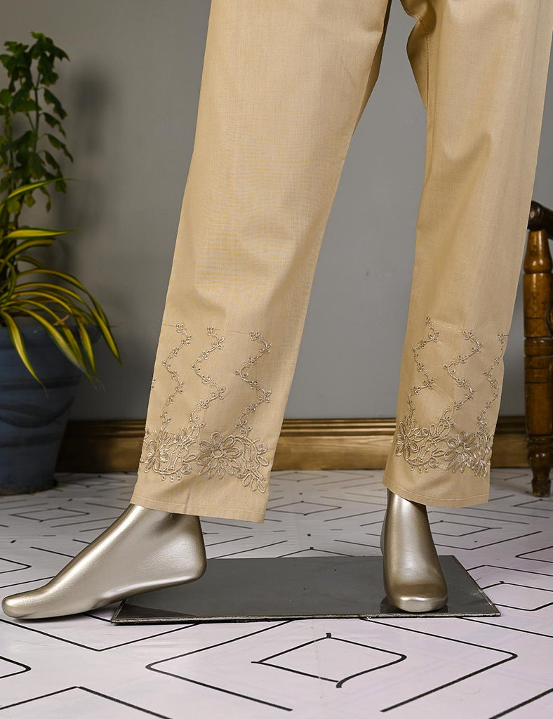 Super Quality Polyester Cotton Embroidered Stitched Trouser - (STC-01A-Skin)