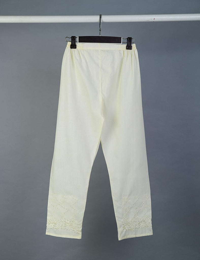 Super Quality Polyester Cotton Embroidered Stitched Trouser - (STC-01B-Cream)