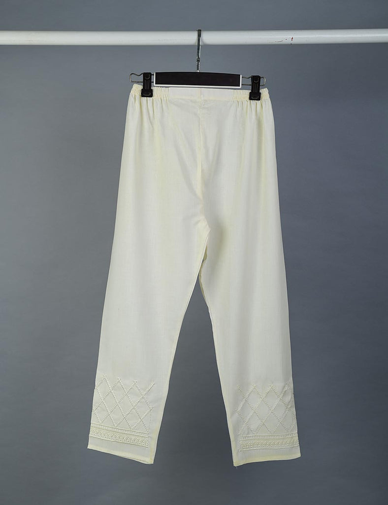 Super Quality Polyester Cotton Embroidered Stitched Trouser - (STC-02B-Cream)