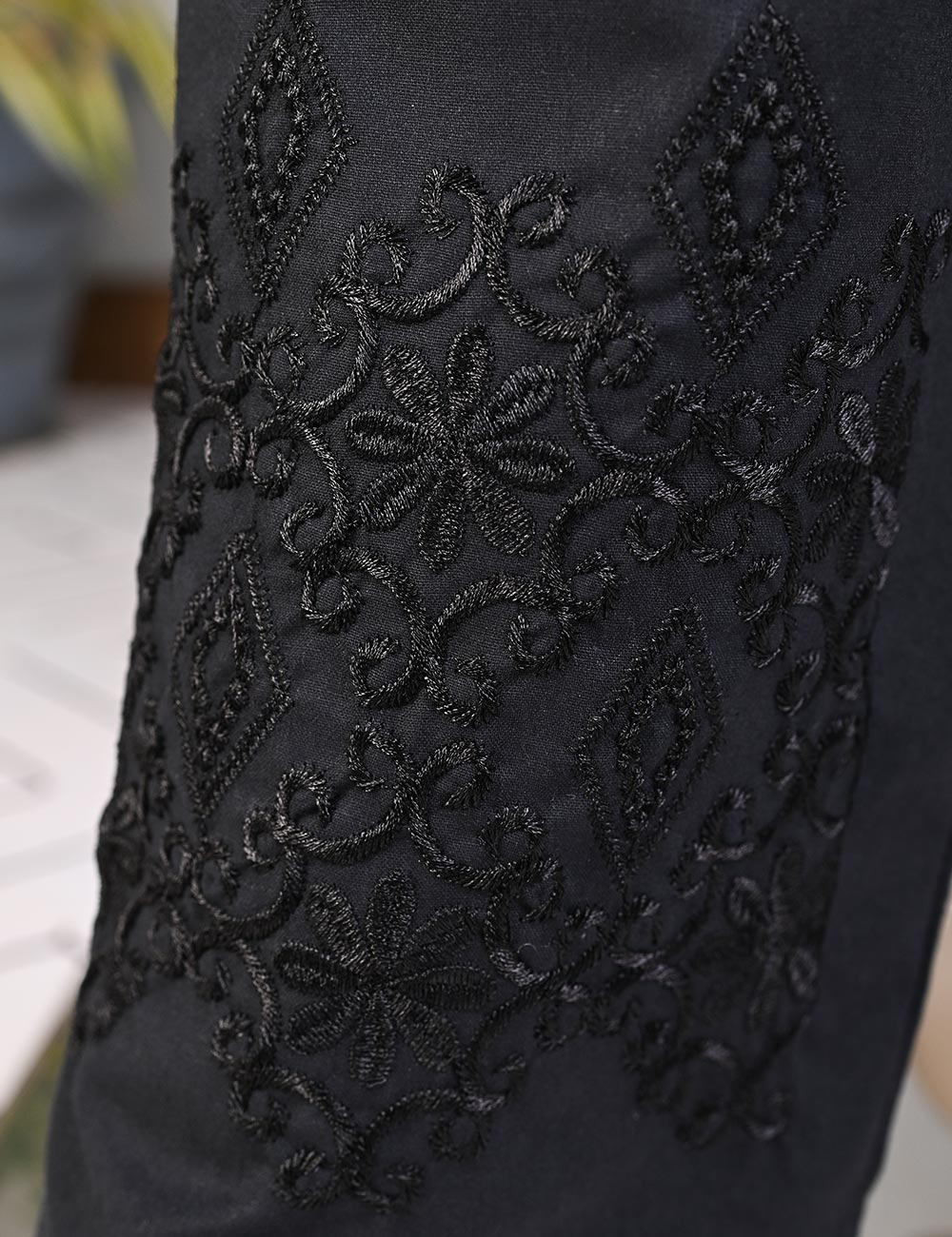 Super Quality Polyester Cotton Embroidered Stitched Trouser - (STC-03B-Black)