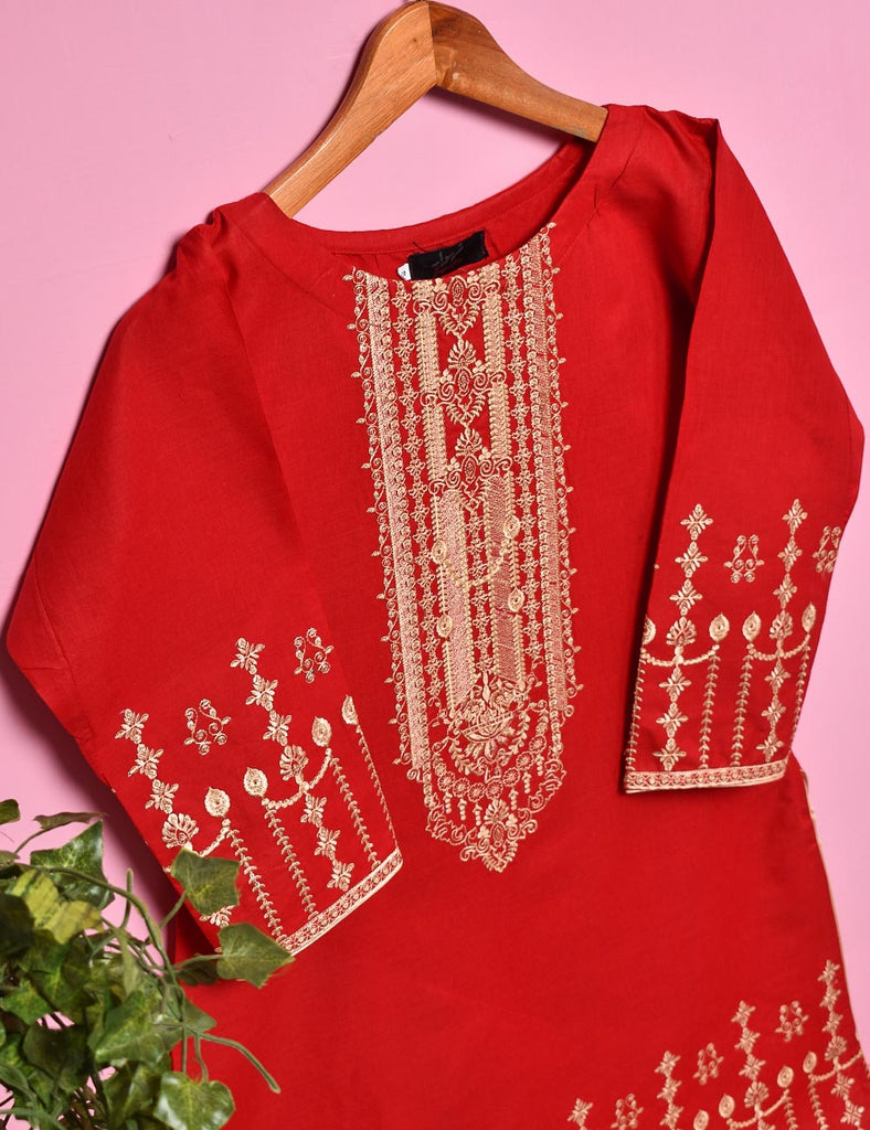 Cotton Embroidered Stitched Kurti - Scarlet Love (TS-014A-Red)
