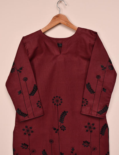 Cotton Embroidered Stitched Kurti - Seedhead (T20-058A-Maroon)