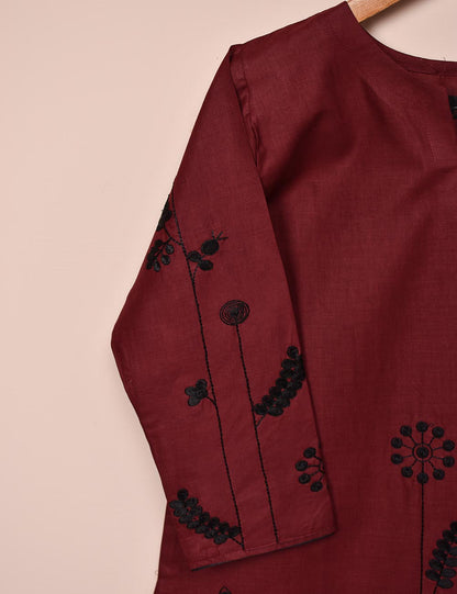 Cotton Embroidered Stitched Kurti - Seedhead (T20-058A-Maroon)