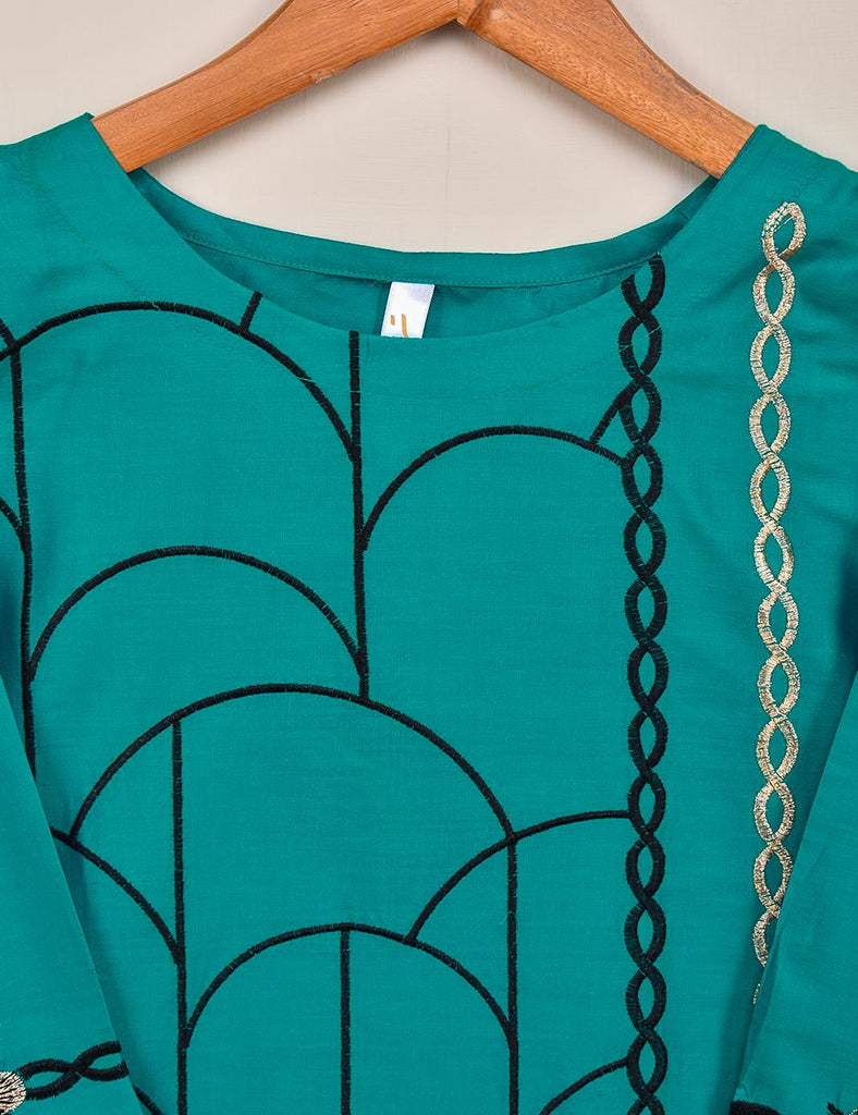 Cotton Embroidered Stitched Kurti - Semisonic-(T20-030C-Turquoise)