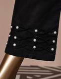 Ready To Wear Cotton Trouser With Stylish Pearls - Snowy Mood (CT-8-Black)