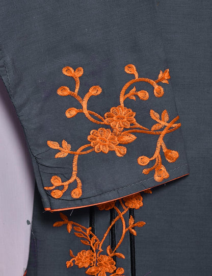 Cotton Embroidered Stitched Kurti - Splish Splash (TS-037B-GreyishBlue)