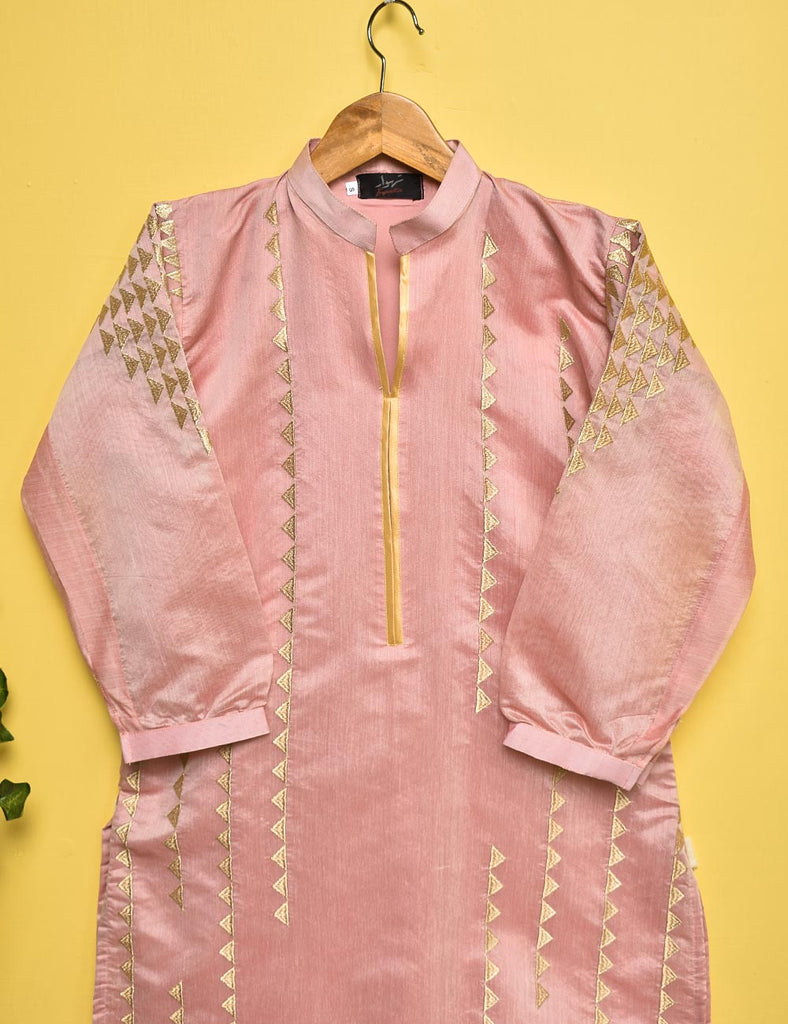 Paper Cotton Embroidered Stitched Kurti - Stunning Tulip (TS-008A-Pink)