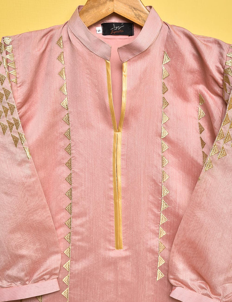 Paper Cotton Embroidered Stitched Kurti - Stunning Tulip (TS-008A-Pink)