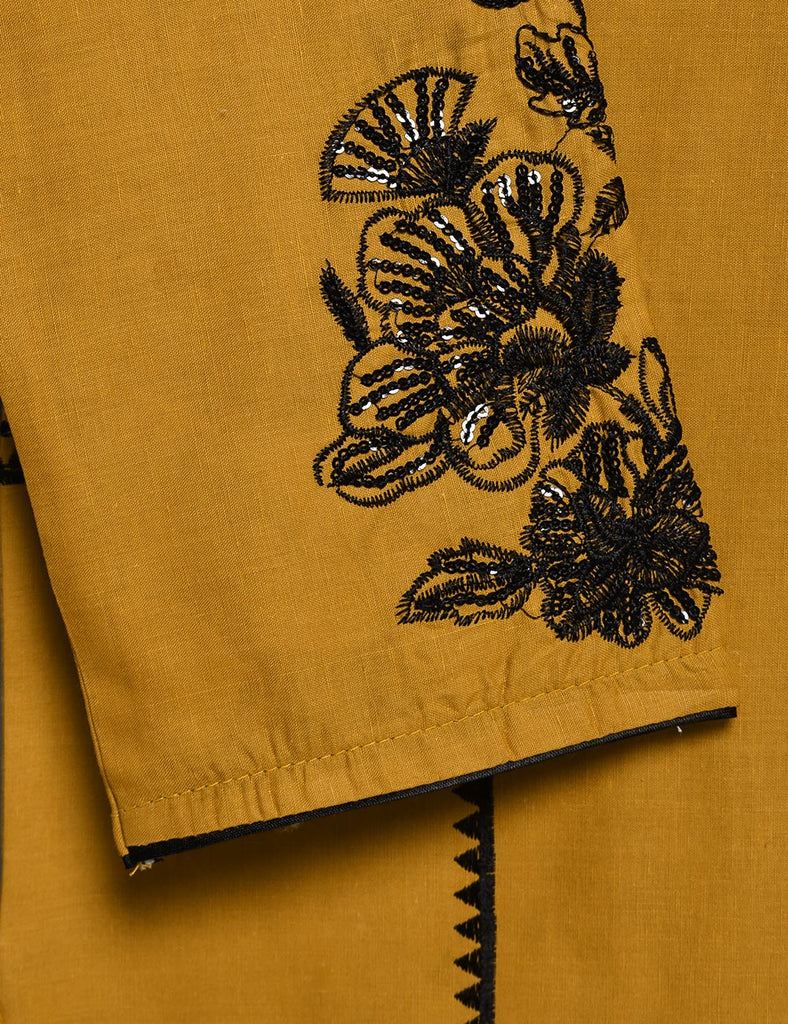 Cotton Embroidered Stitched Kurti - Sunbeam Glory (TS-029A-Mustard)