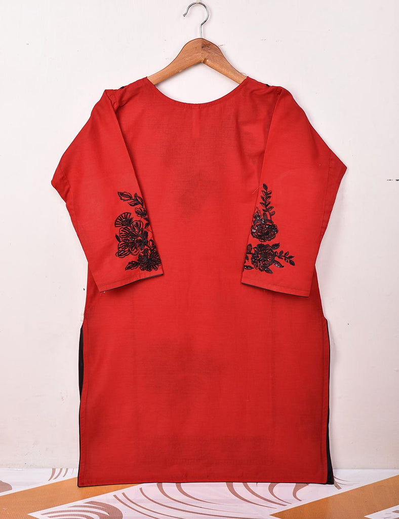 Cotton Embroidered Stitched Kurti - Sunbeam Glory (TS-029C-Red)
