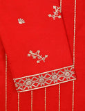 T20-002C-Red - Classic - Cotton Embroidered Stitched Kurti