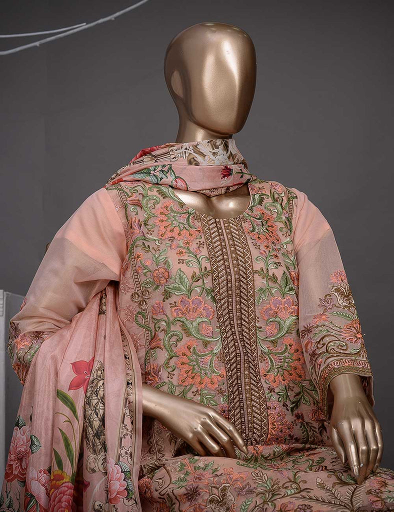 3 Pc Khaddi Lawn Unstitched Embroidered Dress (TP-01)