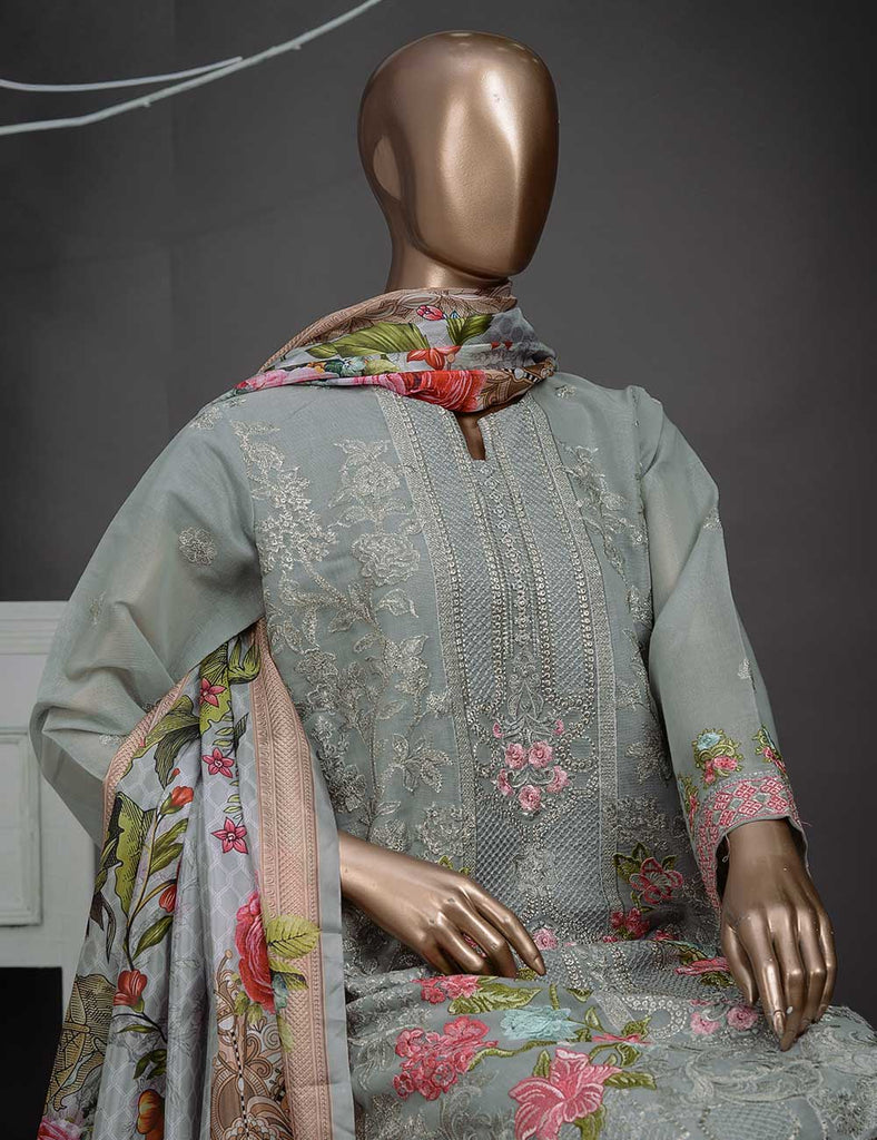 3 Pc Khaddi Lawn Unstitched Embroidered Dress (TP-02)