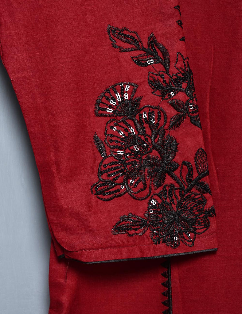 Cotton Embroidered Stitched Kurti - Sunbeam Glory (TS-029B-Maroon)