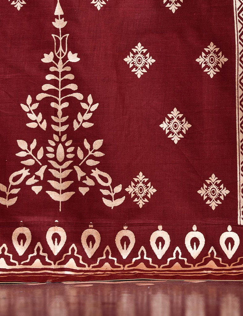 Cotton Printed Stitched Kurti - Azalee (TS-030A-Maroon)