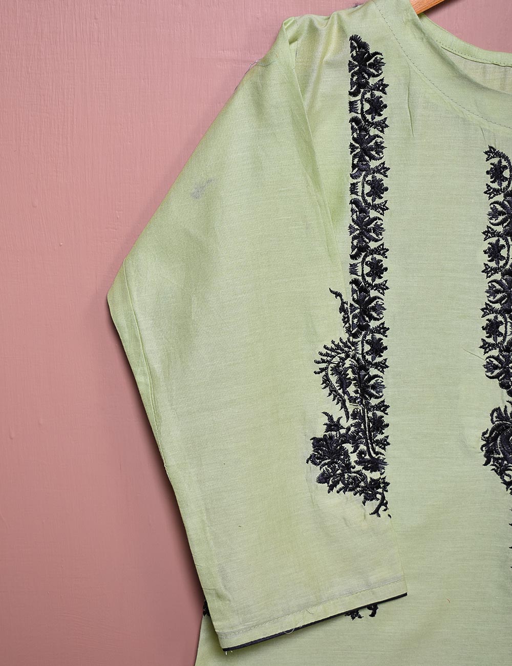 Cotton Embroidered Stitched Kurti - Camellia (TS-031A-Green)