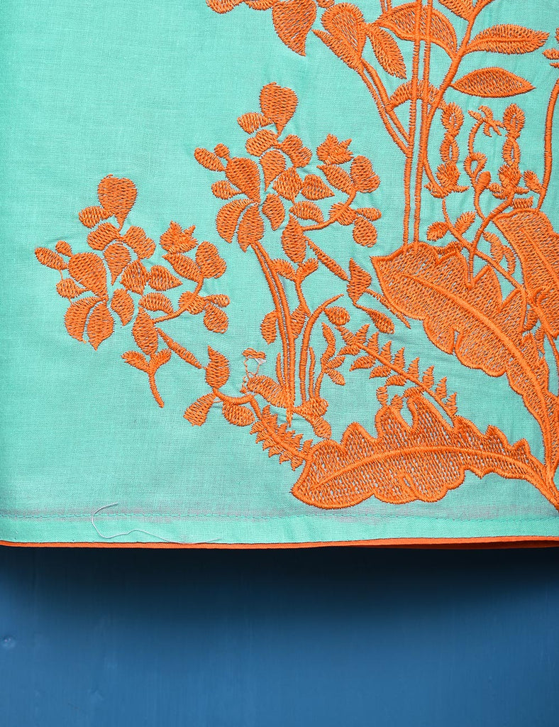 Cotton Embroidered Stitched Kurti - Eccentric Ripples (TS-045A-SeaGreen)