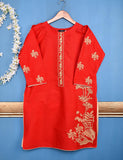 Cotton Embroidered Stitched Kurti - Eccentric Ripples (TS-045B-Red)