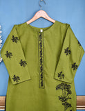 Cotton Embroidered Stitched Kurti - Eccentric Ripples (TS-045C-Moss)