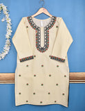 Cotton Embroidered Stitched Kurti - Bewitching Dive (TS-047A-Cream)