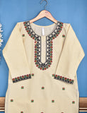 Cotton Embroidered Stitched Kurti - Bewitching Dive (TS-047A-Cream)