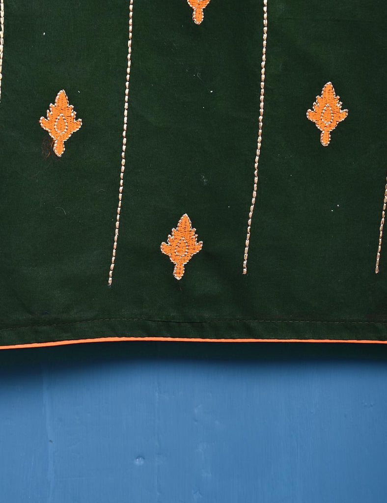 Cotton Embroidered Stitched Kurti - Retro (TS-048A-Green)