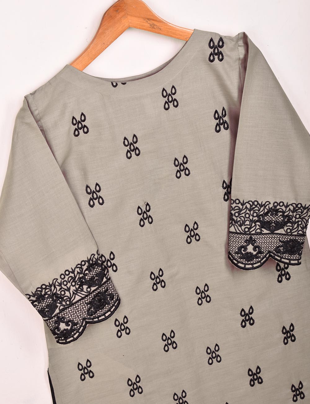 Cotton Embroidered Stitched Kurti - Tulip (TS-059A-Grey)