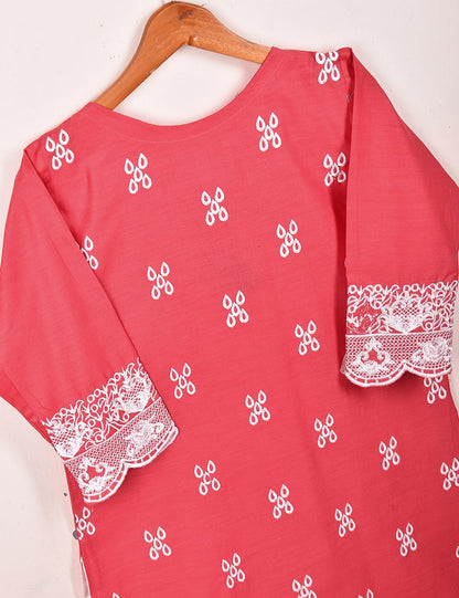 Cotton Embroidered Stitched Kurti - Tulip (TS-059B-Pink)