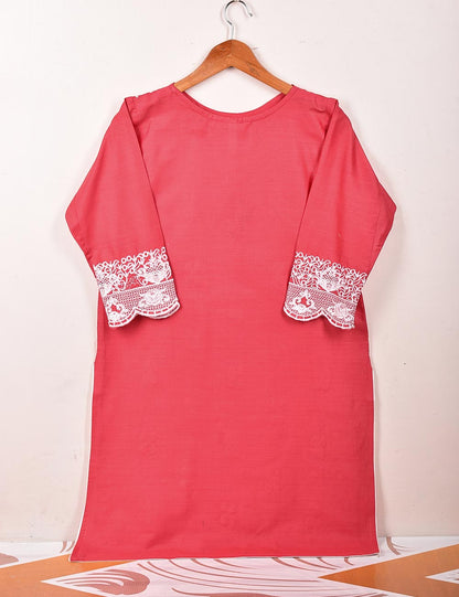 Cotton Embroidered Stitched Kurti - Tulip (TS-059B-Pink)