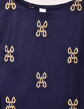 Cotton Embroidered Stitched Kurti - Tulip (TS-059C-DarkBlue)