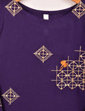TS-060A-Purple - Cotton Embroidered Stitched Kurti