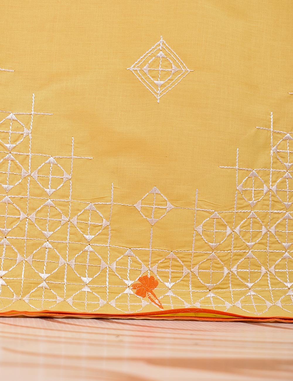 TS-060C-Yellow - Cotton Embroidered Stitched Kurti
