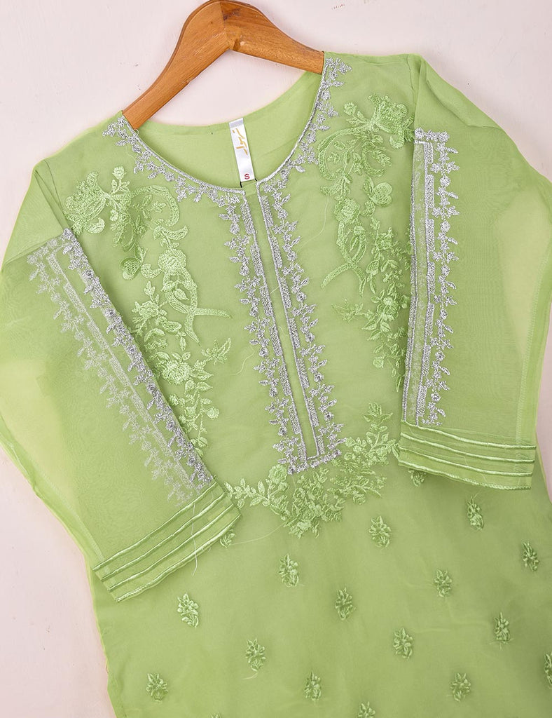 Organza Embroidered Stitched Kurti - (TS-064A-Green)