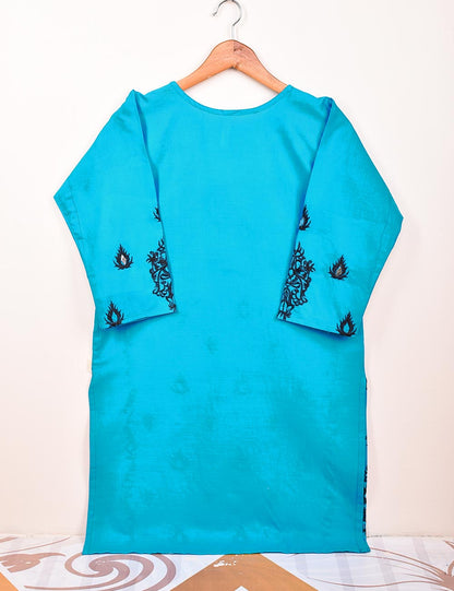 Cotton Embroidered Stitched Kurti With Mirror Work - Bumblebee (TS-068B-Blue)