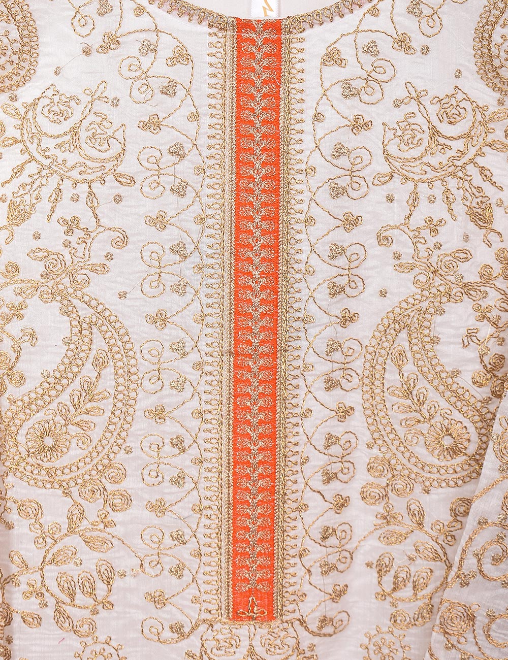 Paper Cotton Stitched Kurti With Dori Embroidery - Magnolia (TS-069A-White)
