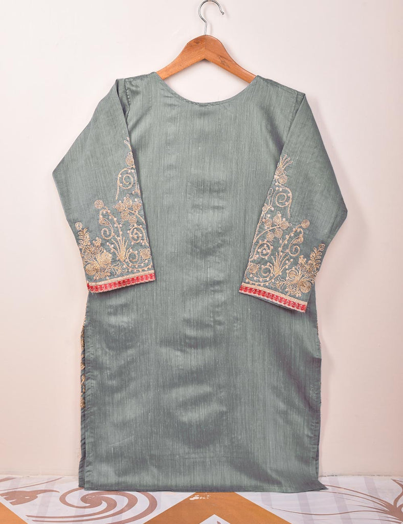 Paper Cotton Stitched Kurti With Dori Embroidery - (TS-069B-Grey)