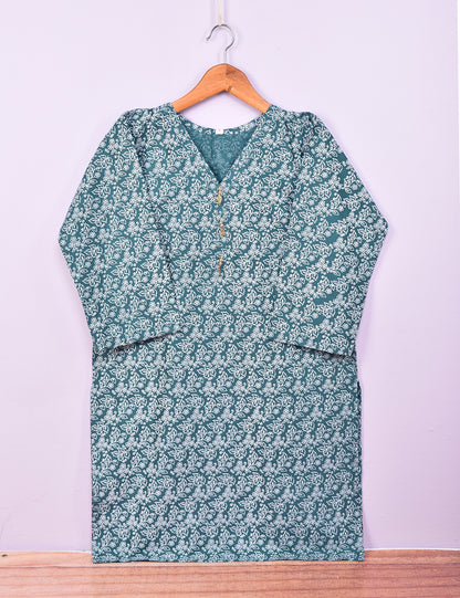 Cotton Printed Stitched Kurti - Ethereal Craze (TS-086A-Turquoise)