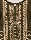 TS-089A-Mehndi - Cotton Embroidered Stitched Kurti