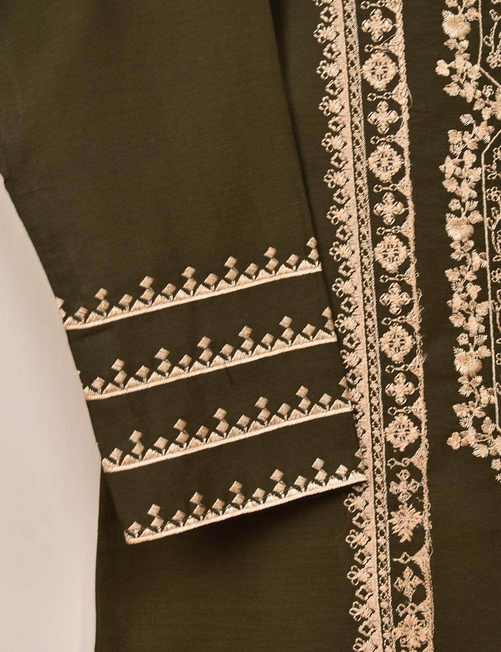 TS-089A-Mehndi - Cotton Embroidered Stitched Kurti