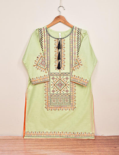 Cotton Jacquard Stitched Kurti - (TS-093A-LightGreen)