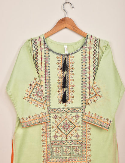 Cotton Jacquard Stitched Kurti - (TS-093A-LightGreen)