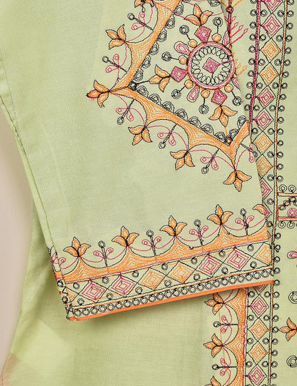 Cotton Jacquard Stitched Kurti - (TS-093A-LightGreen)