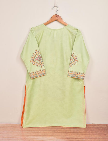 Cotton Jacquard Stitched Kurti - (TS-093A-LightGreen)