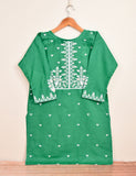 TS-095B-Green - Cotton Embroidered Stitched Kurti