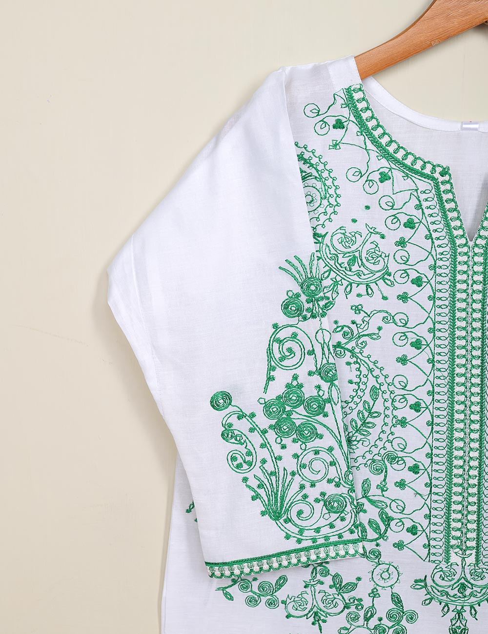 Cotton Embroidered Stitched Kurti - Iris (TS-098-White)