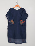 TS-106D-Blue - Witching Hour - Organza Embroidered Stitched Kurti