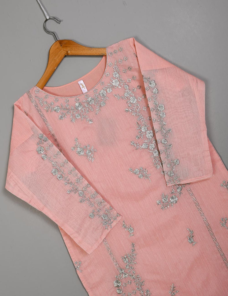 TS-201A-Pink - Paper Cotton Embroidered Kurti
